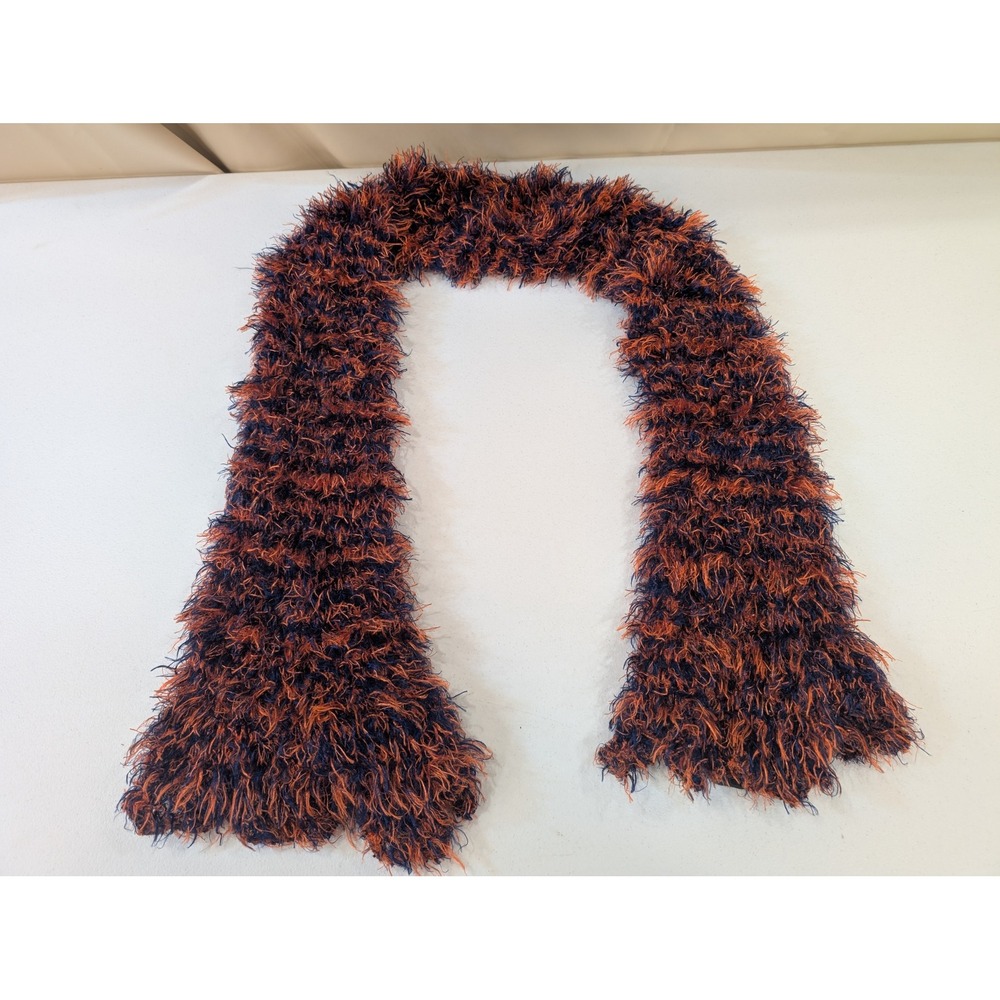 Orange & Blue Fuzzy Eyelash Knit Scarf Winter Fashion Accessory Auburn Boise St.
